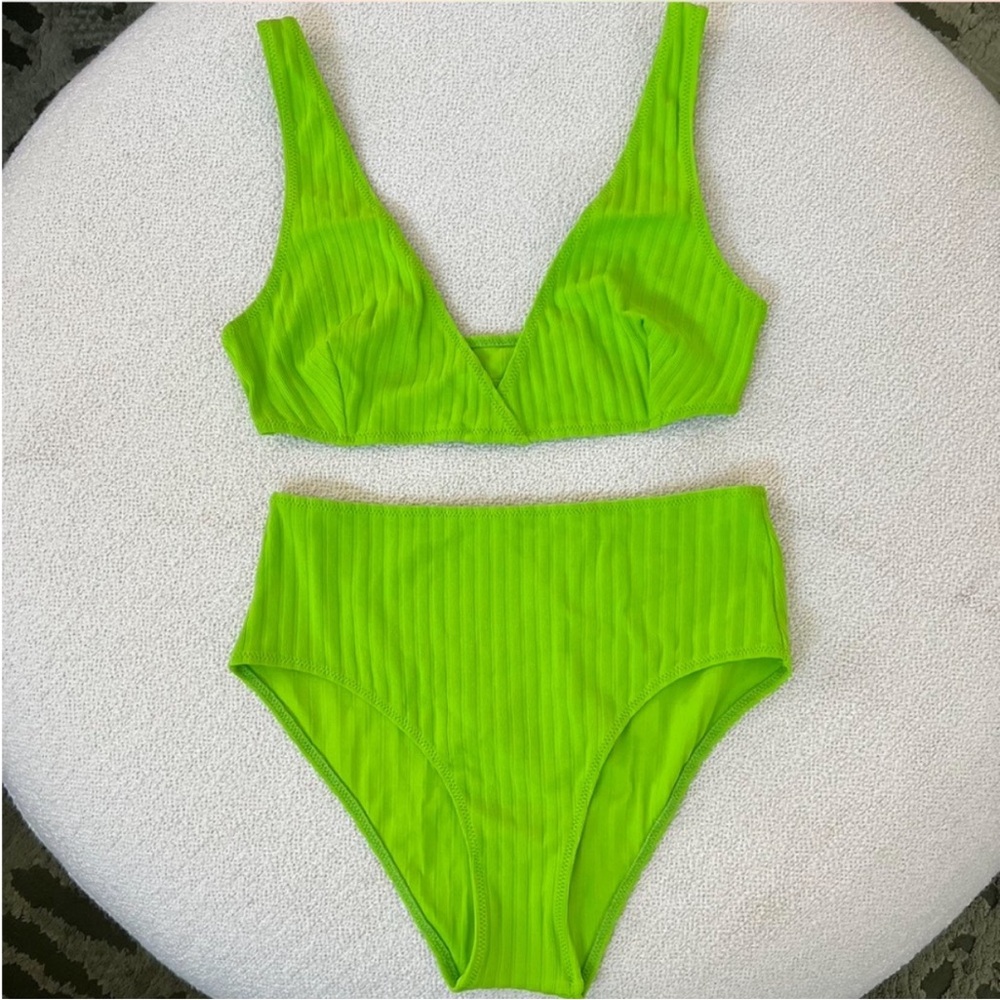 Solid & Striped Green Ribbed Bikini Set - image 1